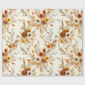 Terrakotta und weiße Blume Botanischer Boho Exotic Geschenkpapier (Flach)