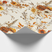 Terrakotta und weiße Blume Botanischer Boho Exotic Geschenkpapier (Ecke)