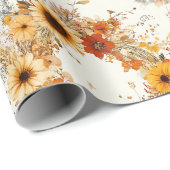 Terrakotta und weiße Blume Botanischer Boho Exotic Geschenkpapier (Rolleneckpunkt)
