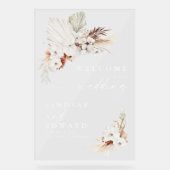 Terrakotta und weiße Blume Hochzeitsakrylus Acrylschild (Vorderseite)