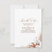 Terrakotta und weiße Blume Save the Date Ankündigung (Vorderseite)