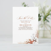 Terrakotta und weiße Blume Save the Date Ankündigung (Stehend Vorderseite)