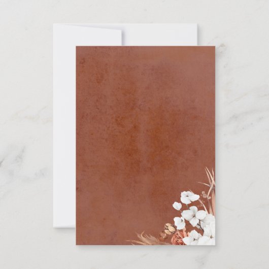 Terrakotta und weiße Blume Save the Date Ankündigung (Rückseite)