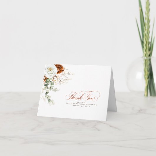 Terrakotta- und weiße Blumen Boho Danke (Vorderseite)