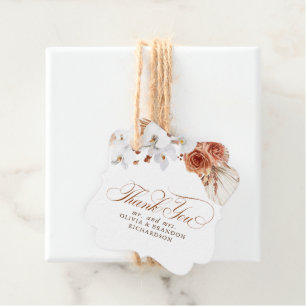Terrakotta- und weiße Blumen Boho Danke Geschenkanhänger