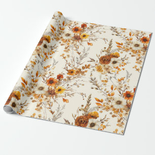 Terrakotta- und weiße Blumen Botanical Boho Exotis Geschenkpapier