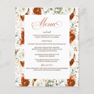 Terrakotta- und weiße Blumen - elegante Hochzeitsm Flyer