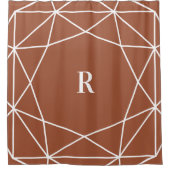 Terrakotta und White Geometric | Monogramm Duschvorhang (Vorderseite)