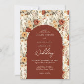 Terrakotta und wild lebende Elfenbein-Blume Einladung (Vorderseite)