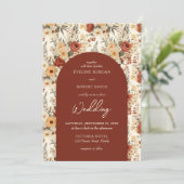 Terrakotta und wild lebende Elfenbein-Blume Einladung (Stehend Vorderseite)