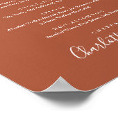 Terrakotta-Unterschrift-Script-Drinks-Menü-Schild Poster (Ecke)