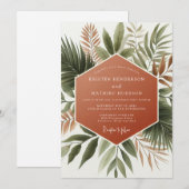 Terrakotta-Üppige Botanische Hochzeit Einladung (Vorne/Hinten)