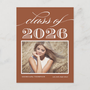 Terrakotta Vintage Abschlussjahrgang 2026 Foto Abi Postkarte
