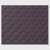 Terrakotta, violette Blumen auf samtig grau Geschenkpapier (Flach)