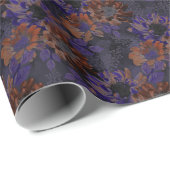 Terrakotta, violette Blumen auf samtig grau Geschenkpapier (Rolleneckpunkt)