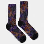 Terrakotta, violette Blumen auf samtig grau Socken (Rechts)