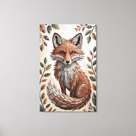 Terrakotta-Wald-Mosaik-Fuchs Leinwanddruck (Vorderseite)