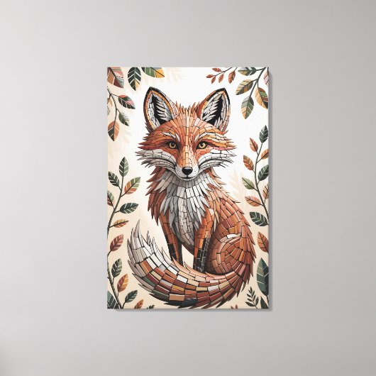 Terrakotta-Wald-Mosaik-Fuchs Leinwanddruck (Vorderseite)