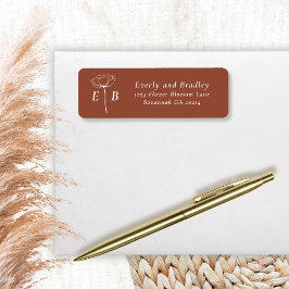 Terrakotta Weiße Monogramm Blumen Akzent Adresse