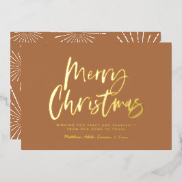 Terrakotta-weiße Schrift frohe Weihnachten Non-Fot Folien Feiertagskarte