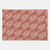 Terrakotta, weiße Weihnachtstypografie und Punkte Geschenkpapier Set (Vorderseite)