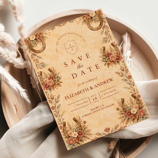 Terrakotta-Western-Blumenhochzeit Save The Date