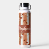 Terrakotta-Wildblume Personalisierter Name Boho Trinkflasche (Rückseite)