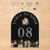 Terrakotta Wildblume Schwarz Acryl Tischnummer (Vorderseite)