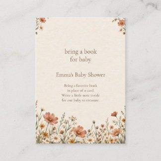 Terrakotta-Wildblumen-Bücher für Babyparty Begleitkarte