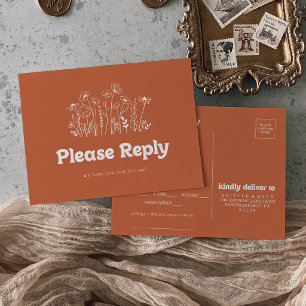 Terrakotta-Wildblumen-Menüauswahl RSVP-Postkarte Postkarte