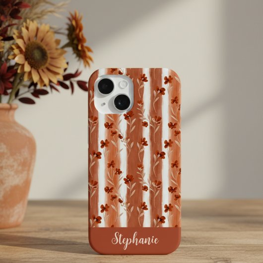 Terrakotta-Wildblumen-Monogramm Boho Case-Mate iPhone Hülle