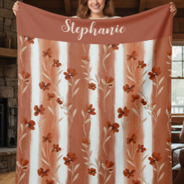 Terrakotta-Wildblumen-Monogramm  Fleecedecke