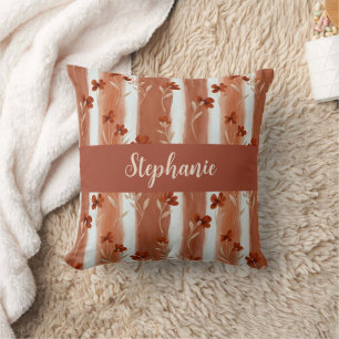 Terrakotta-Wildblumen-Monogramm-Name Boho  Kissen