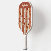 Terrakotta-Wildblumen-Monogramm-Name Boho-Muster Pickleball Schläger (Links)