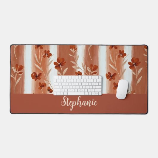 Terrakotta-Wildblumen-Monogramm Schreibtischunterlage (Tastatur & Maus)