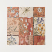 Terrakotta-Wildblumen-Patchwork-Rustikal-Boho-Früh Wandteppich (Vorderseite (Horizontal))