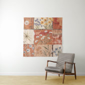 Terrakotta-Wildblumen-Patchwork-Rustikal-Boho-Früh Wandteppich (Beispiel)