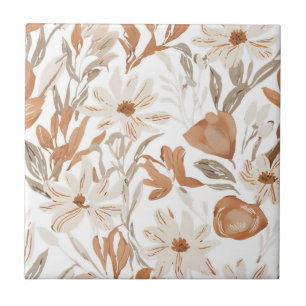 Terrakotta-Wildblumen-Rustikale-Boho-Wanddekoratio Fliese
