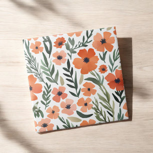 Terrakotta-Wildblumen-Rustikale-Boho-Wanddekoratio Fliese