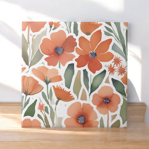 Terrakotta-Wildblumen-Rustikale-Boho-Wanddekoratio Fliese