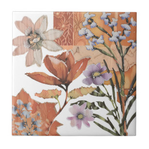 Terrakotta-Wildblumen-Rustikale-Boho-Wanddekoratio Fliese