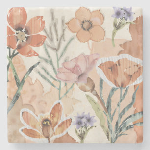 Terrakotta-Wildblumen-Rustikales-Boho-Getränk-Zube Steinuntersetzer