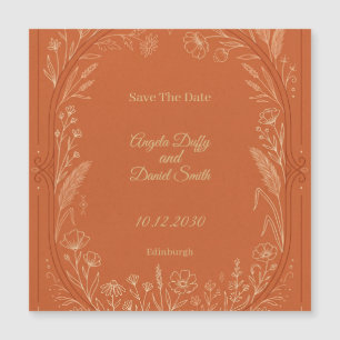 Terrakotta-Wildblumen-Save-The-Date-Magnetkarte Magnetkarte