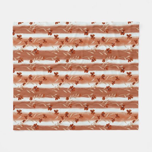 Terrakotta-Wildblumen-Vertikalstreifen-Boho-Muster Fleecedecke (Vorderseite (Horizontal))