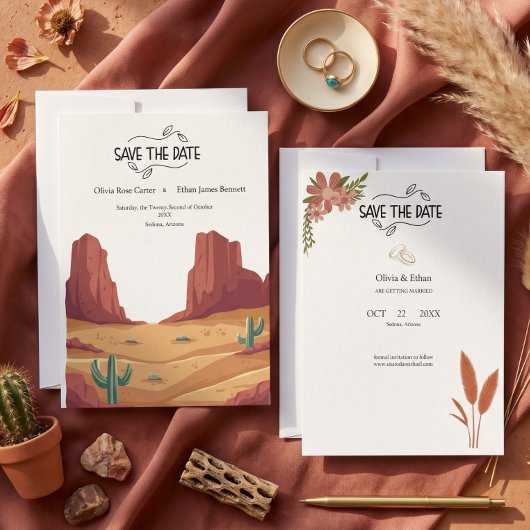TERRAKOTTA-WÜSTEN-BOHO-HOCHZEIT SAVE THE DATE