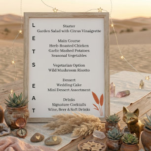 Terrakotta-Wüsten-Boho-Hochzeitssitzpläne Tischnummer