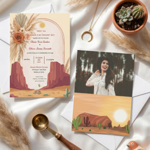 Terrakotta-Wüsten-Boho-Viral-Klassische Hochzeit Einladung