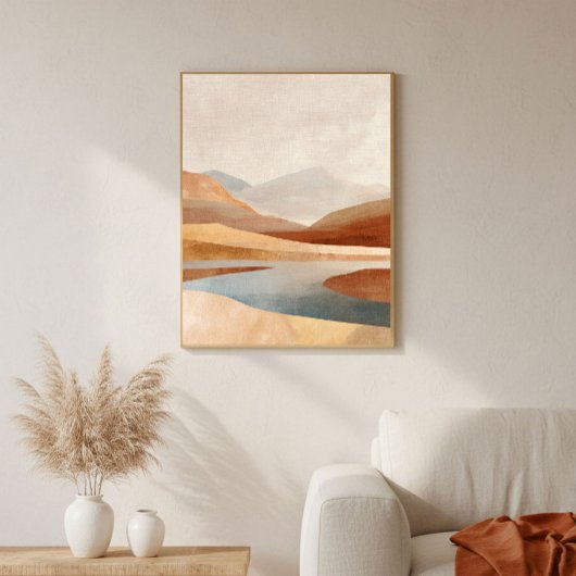 Terrakotta-Wüstenlandschaft-Kunst Neutral für Wohn Poster