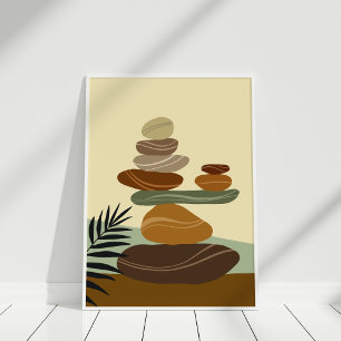 Terrakotta-Zen-Steine Abstrakter Boho-Wandkunst-Dr Poster