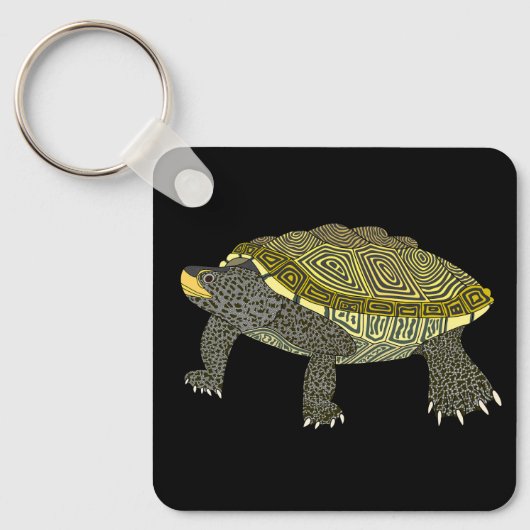 Terrapin (black) - Square Aluminum Keychain Schlüsselanhänger (Vorderseite)